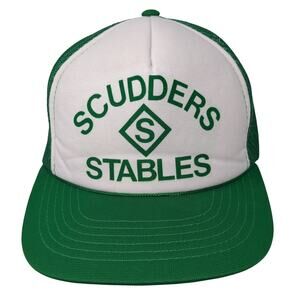 Scudders Stables Trucker Hat Green One Size Adjustable Mesh Back Young An